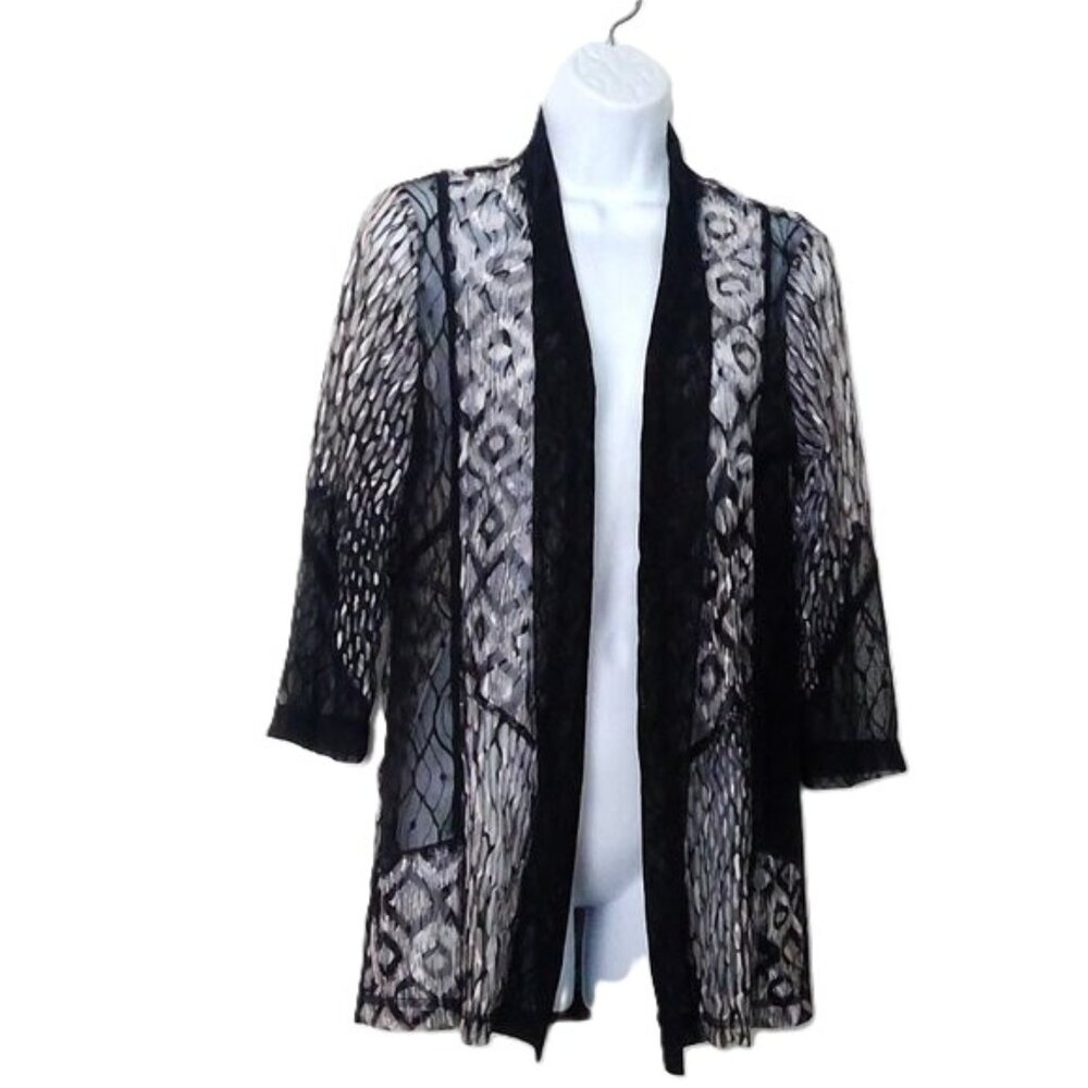 New Travelers Collection by Chico's Lace Top Cardigan Animal Print NWOT Sz 0